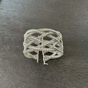 Silver beaded cuff bracelet